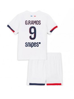 Billige Paris Saint-Germain Goncalo Ramos #9 Bortedraktsett Barn 2025-26 Kortermet (+ Korte bukser)